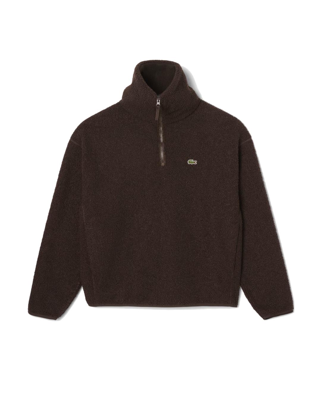 LACOSTE JERSEY ZIP MARRÓN BORREGUILLO