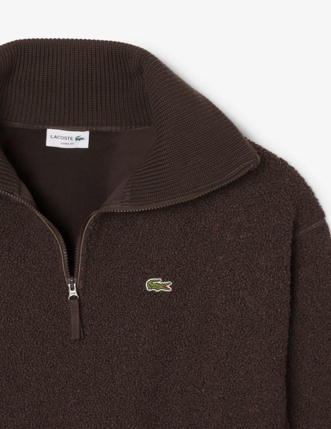 LACOSTE JERSEY ZIP MARRÓN BORREGUILLO