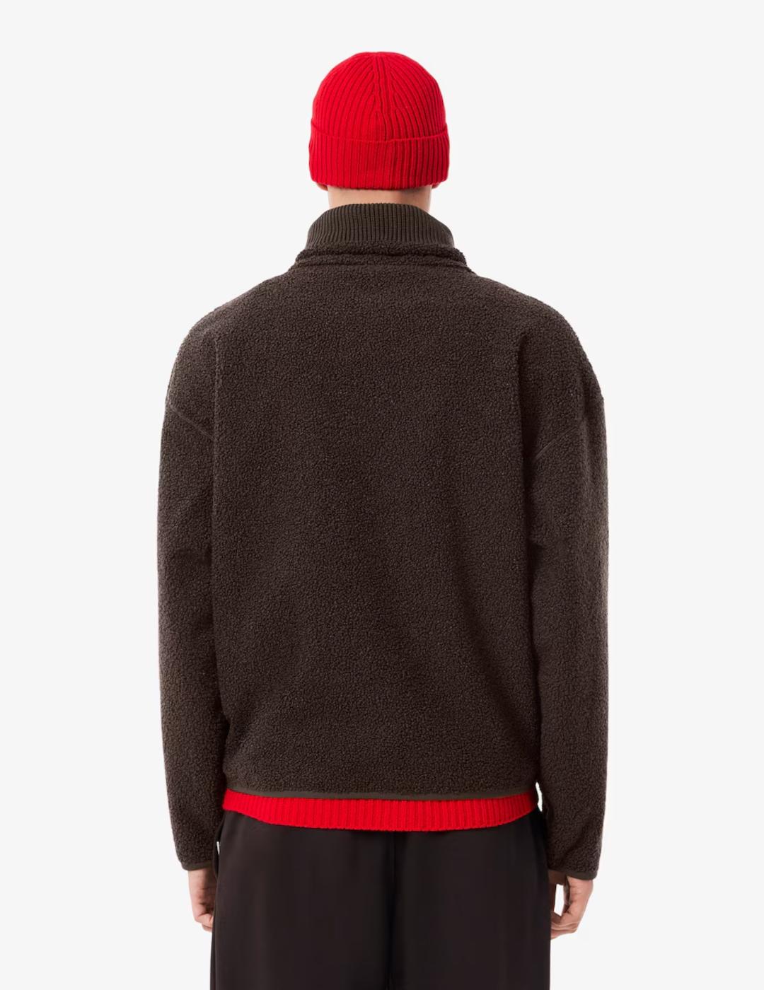 LACOSTE JERSEY ZIP MARRÓN BORREGUILLO