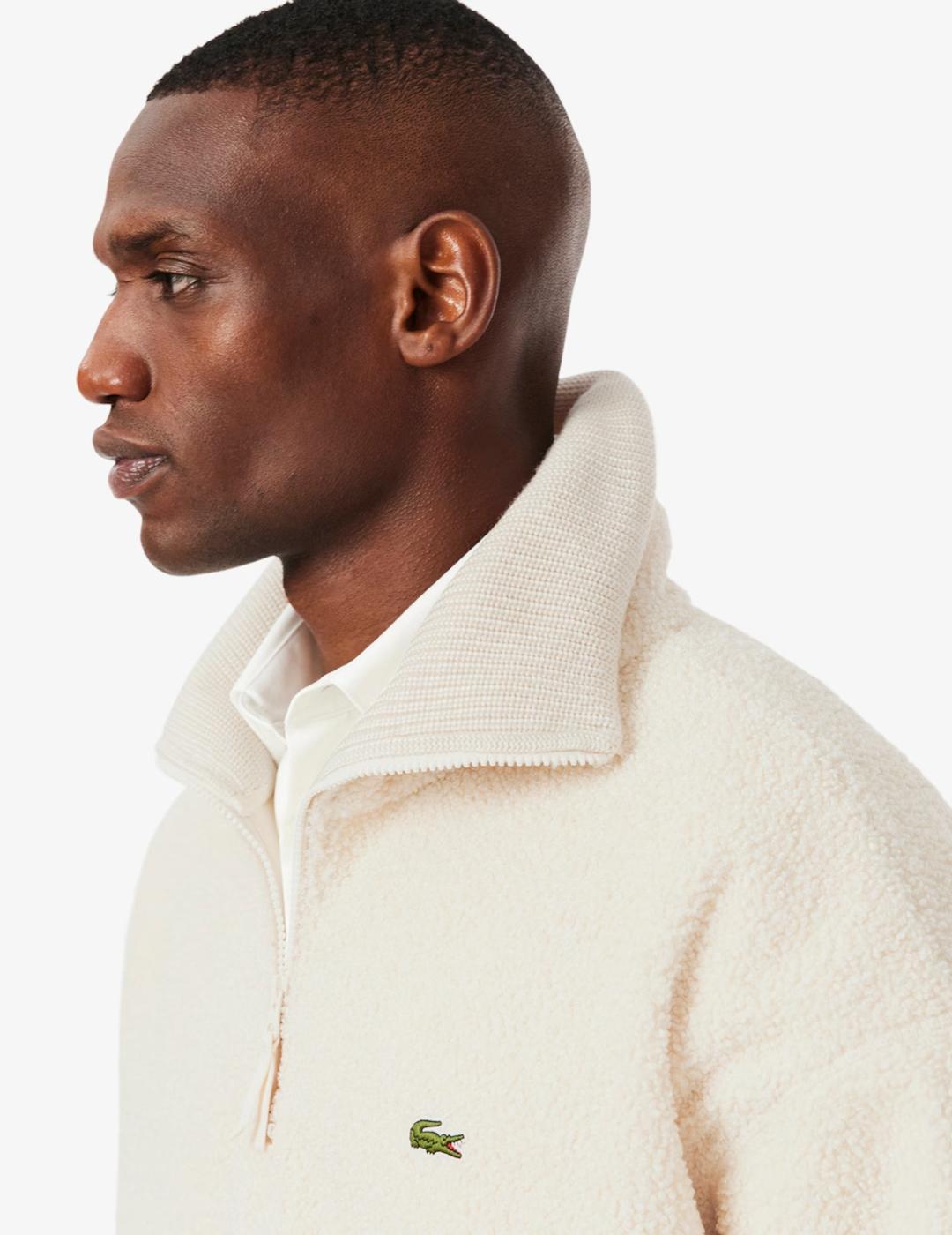LACOSTE JERSEY ZIP BEIGE BORREGUILLO