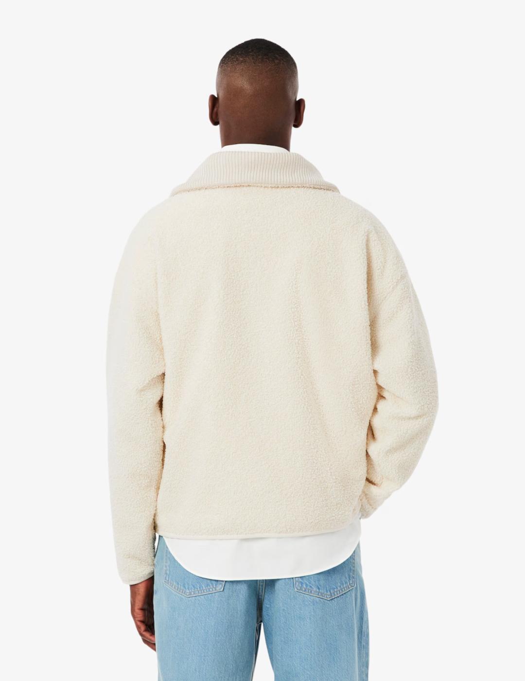 LACOSTE JERSEY ZIP BEIGE BORREGUILLO