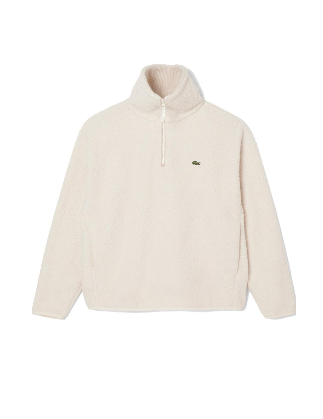 LACOSTE JERSEY ZIP BEIGE BORREGUILLO