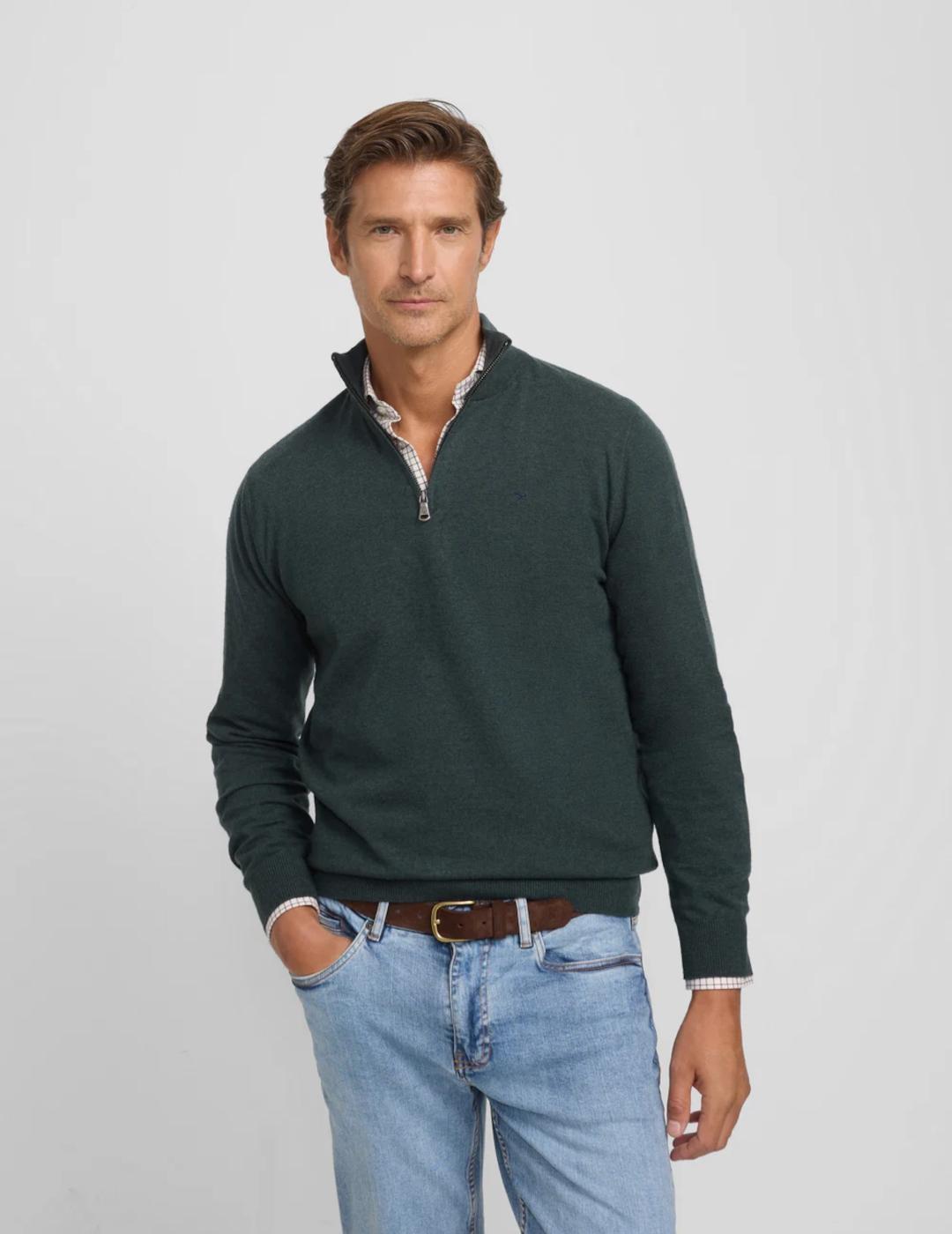 SILBON JERSEY VERDE MEDIA CREMALLERA