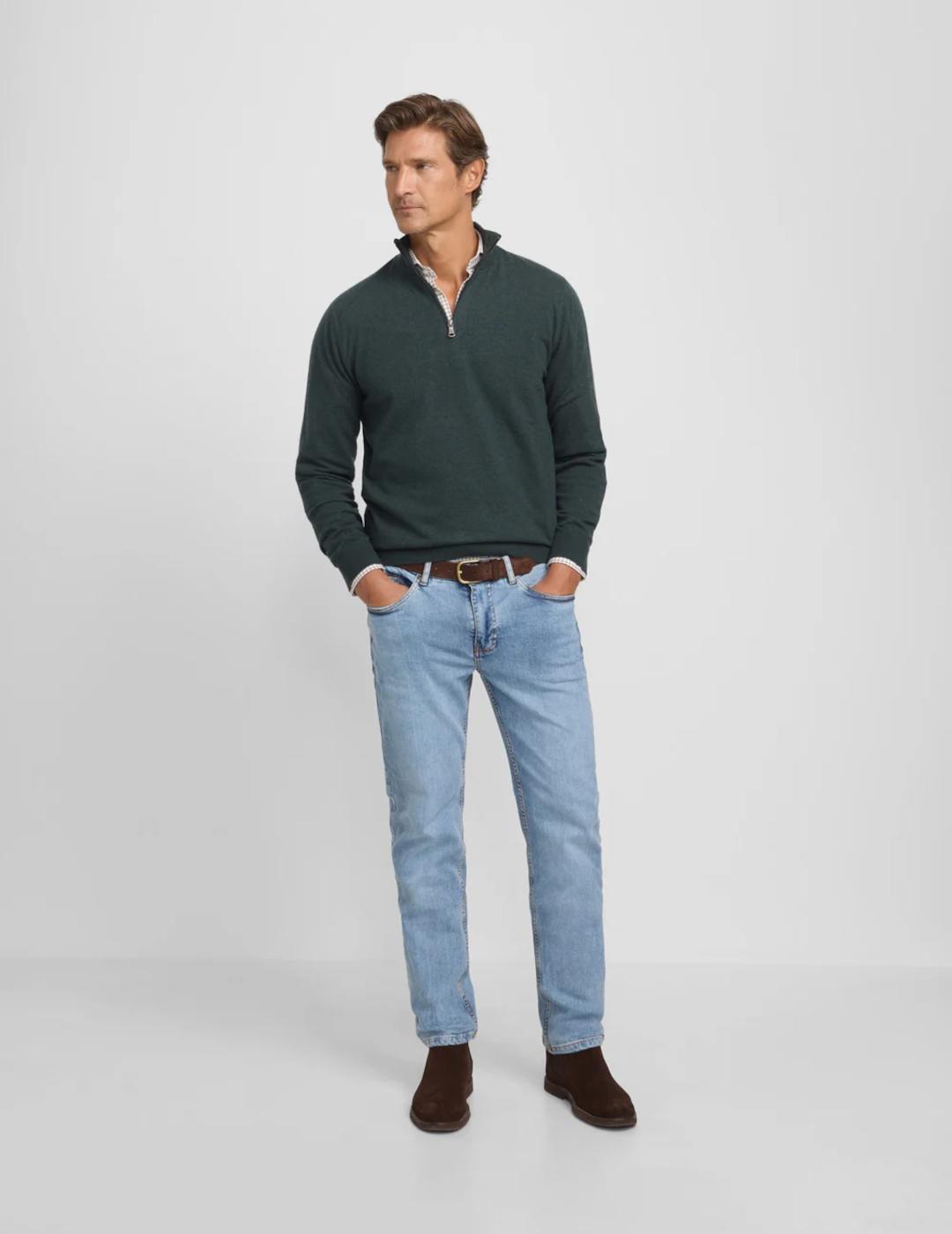 SILBON JERSEY VERDE MEDIA CREMALLERA