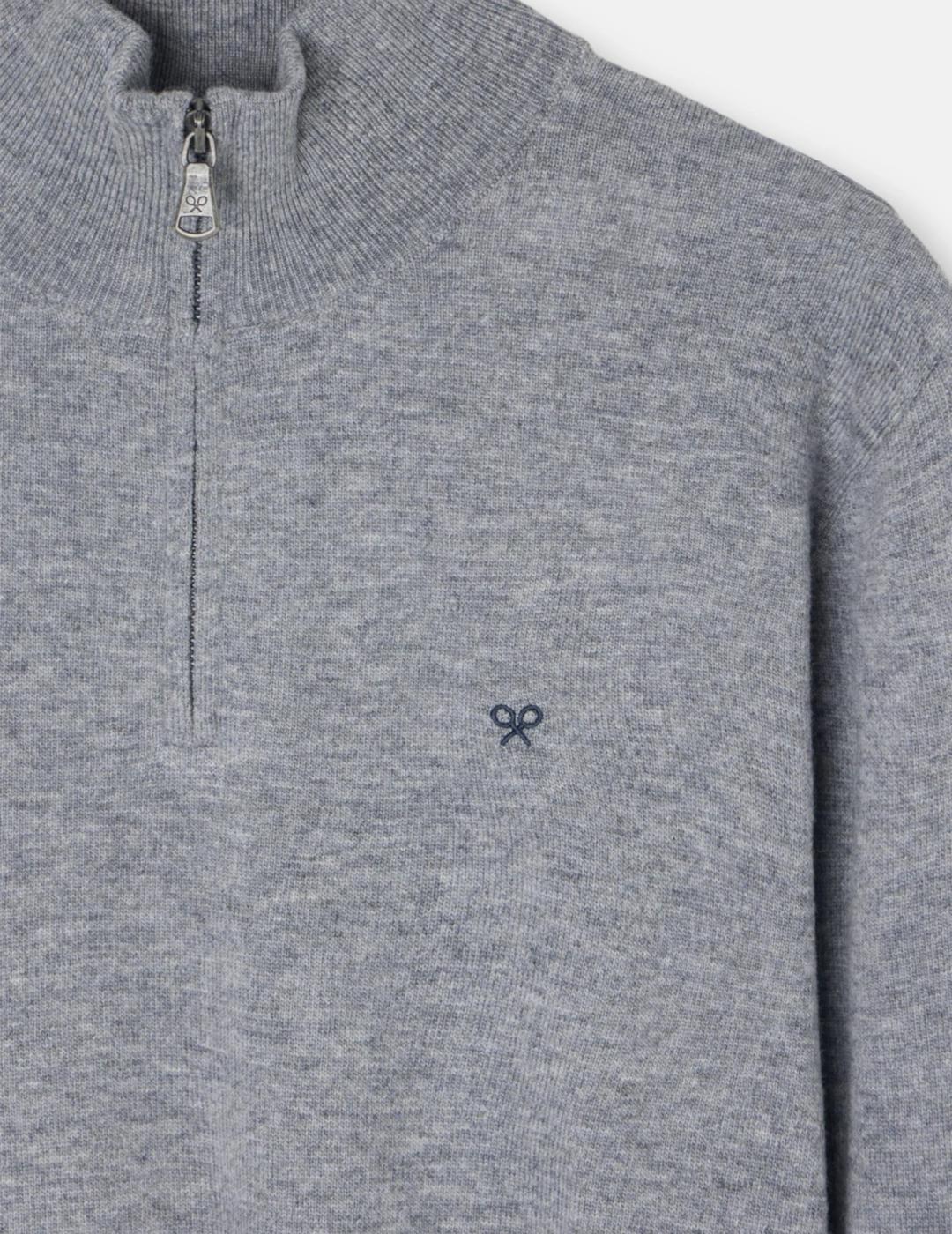 SILBON JERSEY GRIS MEDIA CREMALLERA