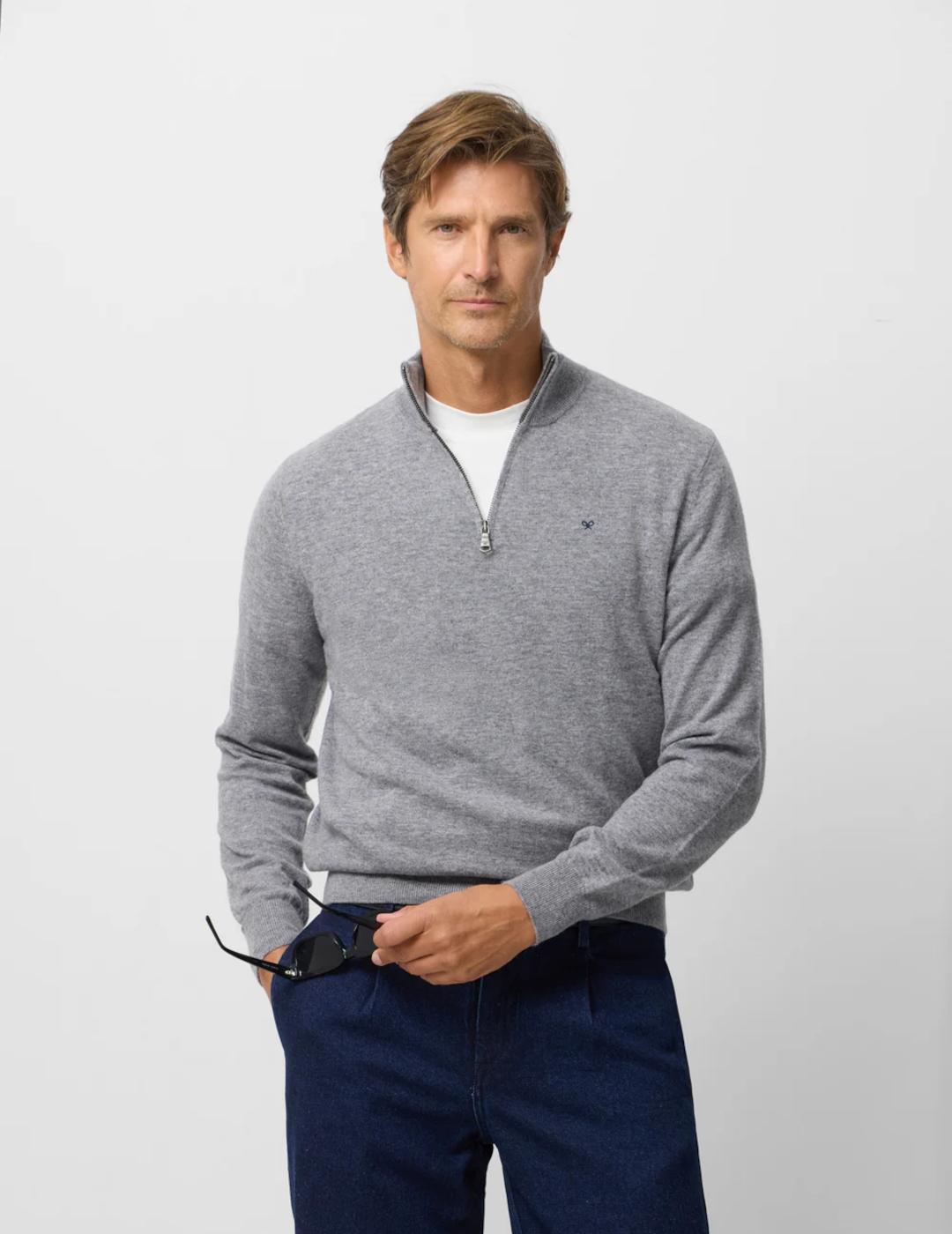 SILBON JERSEY GRIS MEDIA CREMALLERA