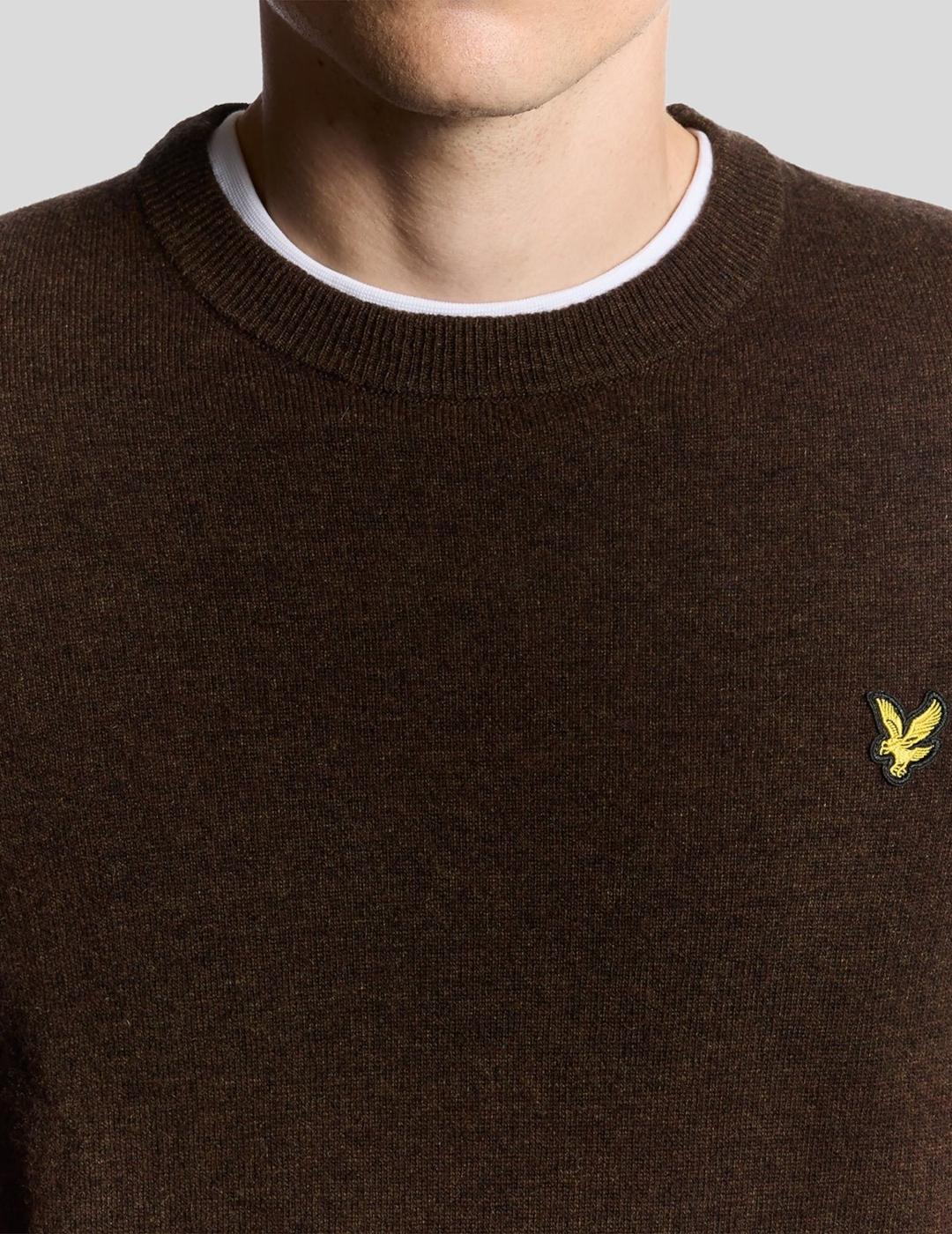 LYLE&SCOTT JERSEY BROWN MARL LAMBSWOOL BLEND