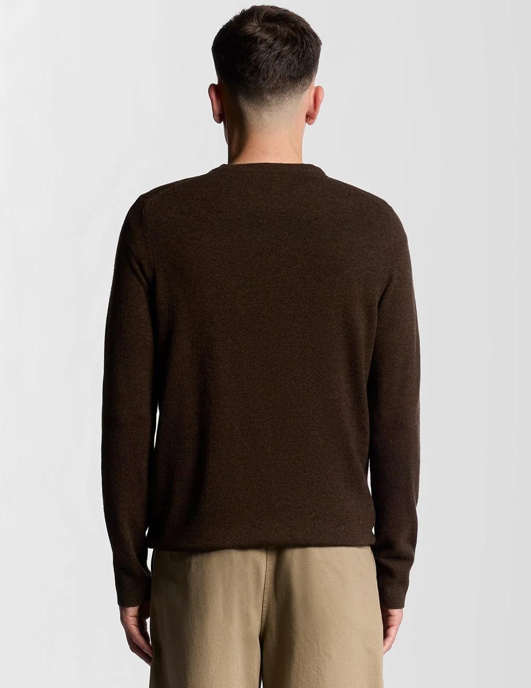 LYLE&SCOTT JERSEY BROWN MARL LAMBSWOOL BLEND