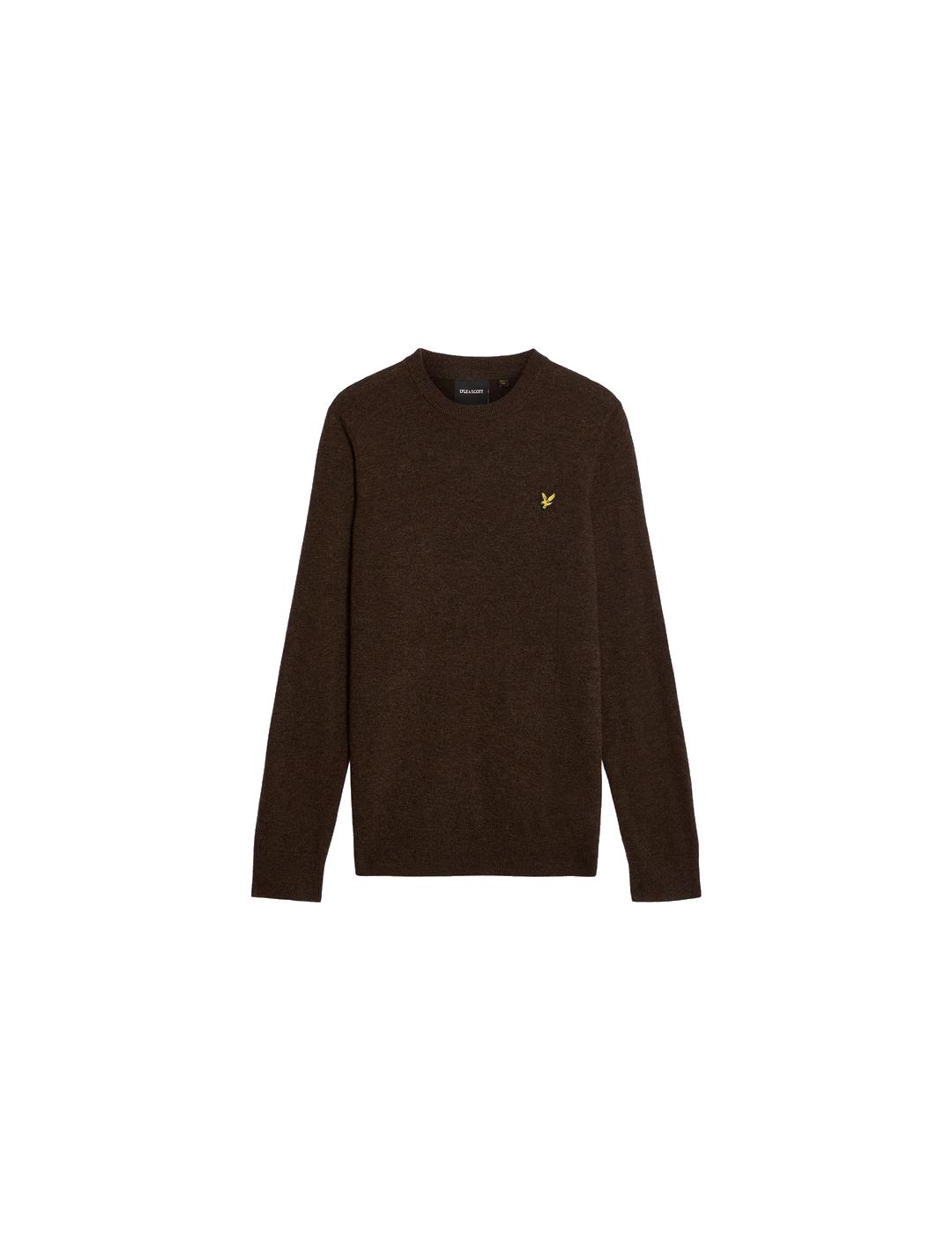 LYLE&SCOTT JERSEY BROWN MARL LAMBSWOOL BLEND