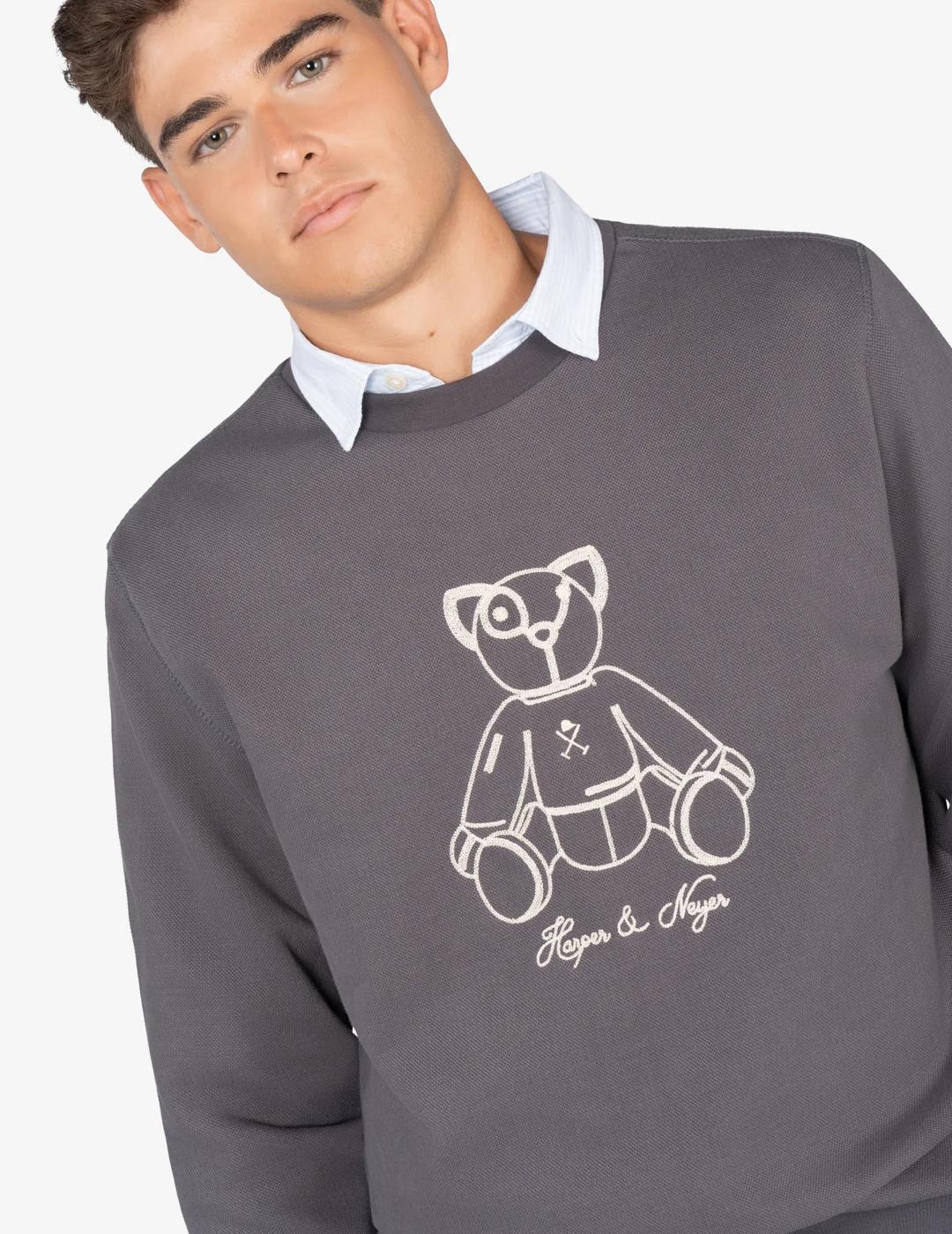 HARPER SUDADERA ANTRACITA FLUFFY BEAR