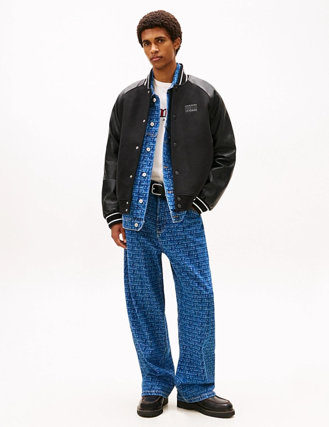 TOMMY CAZADORA NEGRA FLAG VARSITY