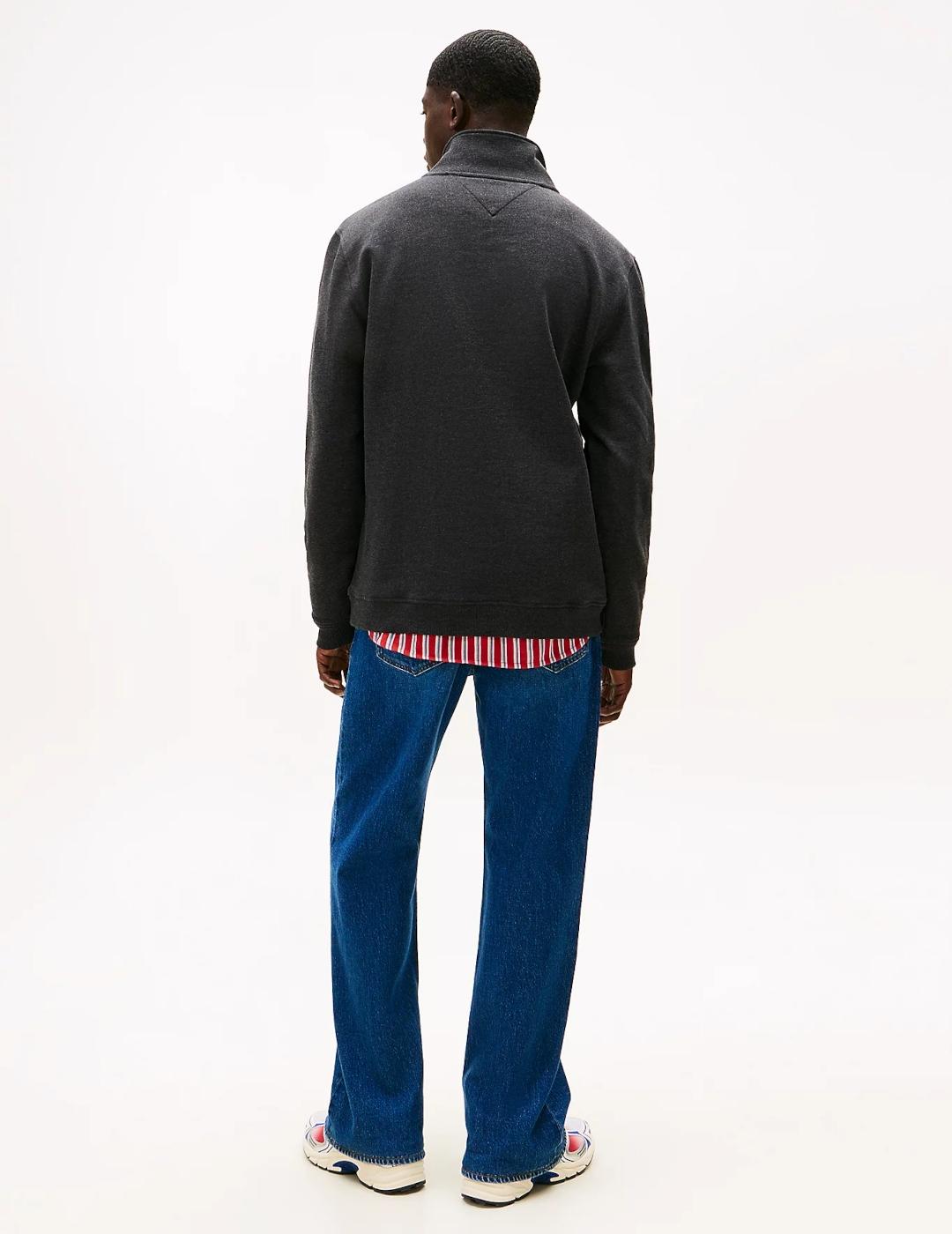 TOMMY JERSEY NEGRO 1/4 ZIP BADGE