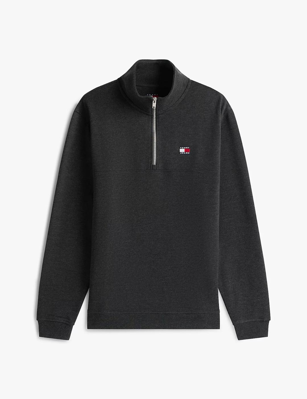 TOMMY JERSEY NEGRO 1/4 ZIP BADGE