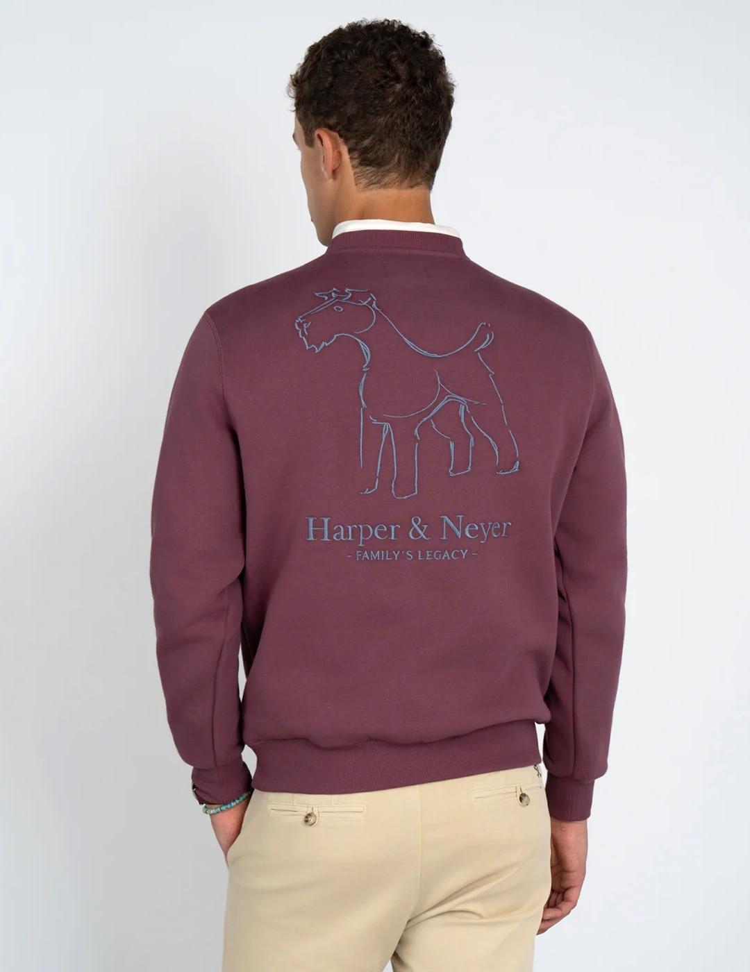 HARPER SUDADERA BURGUNDY CLUB CREW NECK Harper and Neyer Granate para Hombre | 5AV SHOP