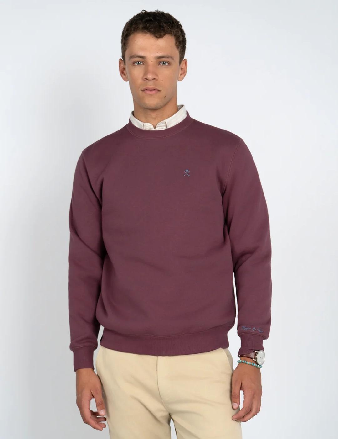 HARPER SUDADERA BURGUNDY CLUB CREW NECK Harper and Neyer Granate para Hombre | 5AV SHOP